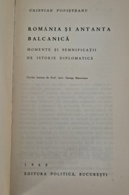 Istorie Cristian Popisteanu Romania si Antanta Balcanica foto