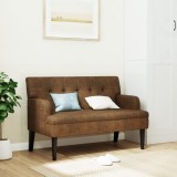 Cumpara ieftin Banchetă cu spătar maro 112x65,5x75 cm piele &icirc;ntoarsă ecologică
