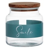 Borcan cu capac pentru depozitare,Sticla,Mesaj Smile,635 ml, Oem