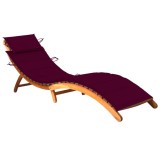 Sezlong Gradina Lemn Acacia Pliabil cu Perna Rosu Vin 184x55x64 cm