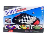 Joc educativ 5 in 1 Family Game Sah Table Ludo Dame chinezesti si Serpi si Scari 2-4 jucatori