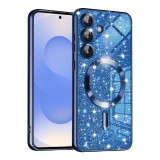 Husa premium Samsung Galaxy S25 Techsuit Luxury Glitter MagSafe, albastru