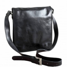 Geanta dama messenger, crossbody, din piele nataurala, neagra, GD111