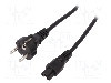 Cablu alimentare AC, 1.8m, 3 fire, culoare negru, CEE 7/7 (E/F) mufa, IEC C5 mama, ASSMANN - AK-440103-018-S