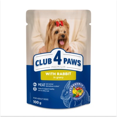 Club 4 Paws, Hrana umeda caini talie mica, Iepure in sos, 24x100g foto