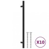 Manere de dulap, 10 buc., negru, 224 mm, otel inoxidabil