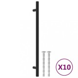 Manere de dulap, 10 buc., negru, 224 mm, otel inoxidabil