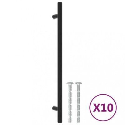 Manere de dulap, 10 buc., negru, 224 mm, otel inoxidabil foto