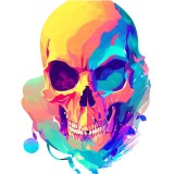 Cumpara ieftin Sticker decorativ, Skull, Portocaliu, 80 cm, 8235ST, Oem