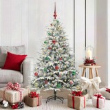 vidaXL Brad de Crăciun artificial pre-luminat cu set de bile Verde 3395392