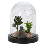 Decoratiune luminoasa Buddha w plant, 14x14x17 cm, ciment, gri inchis