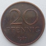 Moneda RDG - 20 Pfennig 1987 - An foarte rar - Doar in seturi