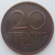 Moneda RDG - 20 Pfennig 1987 - An foarte rar - Doar in seturi