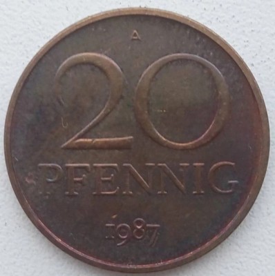 Moneda RDG - 20 Pfennig 1987 - An foarte rar - Doar in seturi foto