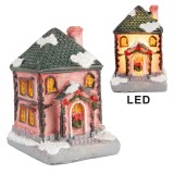 Casuta Craciun polirasina multicolora cu led 4x5x6 cm