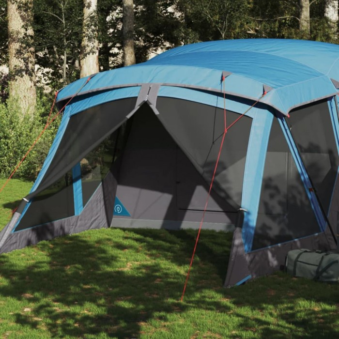 Gossi cort de camping cu veranda 4 persoane, albastru, impermeabil