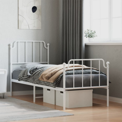 vidaXL Cadru de pat metalic cu tăblie de cap/picioare&amp;nbsp; alb, 80x200 cm foto