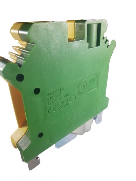 Clema pe sina bloc terminal 2.5mm &sup2; verde-galben 32A 42.5x47mm 690V