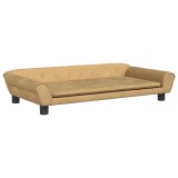 Cumpara ieftin Pat de caini, maro, 100x50x21 cm, catifea