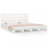 Cumpara ieftin Cadru de pat fara saltea, alb, 160x200 cm, lemn masiv pin