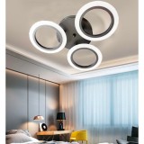 Lustra LED MARA 28W, 3 Cercuri, lumina Rece/Calda/Neutra, Negru