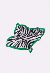 Esarfa-batic cu imprimeu zebra, verde-negru-alb foto