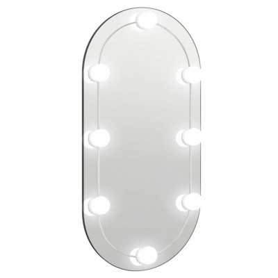 Oglindă ovală cu lumini LED, 80x40, cm sticlă foto