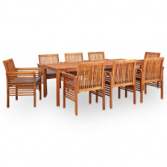 vidaXL Set mobilier de exterior cu perne 9 piese, lemn masiv de acacia