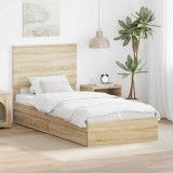 Cumpara ieftin Pat cu storage Stejar Sonoma 100 x 200 cm Lemn prelucrat