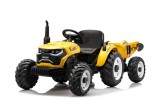 Cumpara ieftin Tractoras electric pentru copii, Kinderauto 1804, 90W, 12V 10Ah, cu remorca basculabila, galben