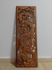 Superbă sculptura tablou basorelief lucrat integral manual din lemn de suar