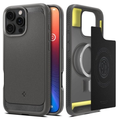 Husa pentru iPhone 16 Pro Max - Spigen Rugged Armor MagSafe - Grey foto
