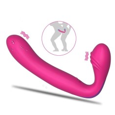 Vibrator dual strap-on fara curele reincarcabil foto