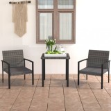 VidaXL Set de masă pentru grădină, 3 piese, gri, poliratan 3065711