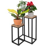 Suport pentru flori cu 3 niveluri, metal si MDF, 67 cm, Ruhhy