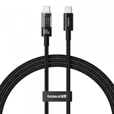 Cablu Date si Incarcare USB-C - USB-C Baseus Gem, 100W, 1m, Negru P10373000111-00 foto