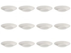 Set Farfurii 12 piese, Farfurii Adanci, Portelan, Albe, diametru 22.5 cm