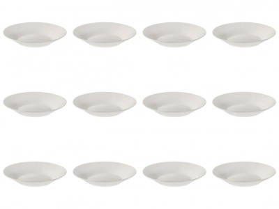 Set Farfurii 12 piese, Farfurii Adanci, Portelan, Albe, diametru 22.5 cm foto