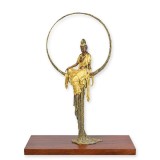 Guanyn sezand-statueta din bronz pictat pe un soclu patrat BX-83