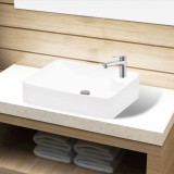 Bazin chiuvetă de baie din ceramică cu gaură pentru robinet, alb, vidaXL