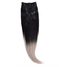 Clip-On Par Natural 60cm 100gr Ombre Negru-Gri #T1/Mettalicsilver foto