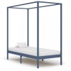 Gossi cadru pat cu baldachin, gri, 100x200 cm, lemn masiv de pin