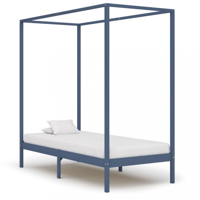 Gossi cadru pat cu baldachin, gri, 100x200 cm, lemn masiv de pin