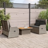 vidaXL Set mobilier de grădină cu perne, 3 piese, gri, poliratan