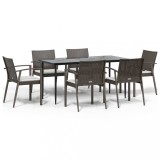 Cumpara ieftin Set mobilier de gradina cu perne, 7 piese, poliratan si otel