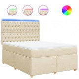 Cumpara ieftin Pat continental cu saltea, crem, 140x200 cm, material textil
