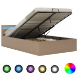 Gossi cadru pat hidraulic cu led cappuccino 120x200cm piele ecologica