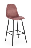 Cumpara ieftin Set 4 scaune bar otel negru catifea roz Irelia 44x53x112 cm