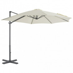 Umbrelă suspendată cu stâlp din aluminiu, nisipiu, 300 cm