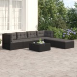 Cumpara ieftin Set mobilier de grădină cu perne, 6 piese, negru, poliratan
